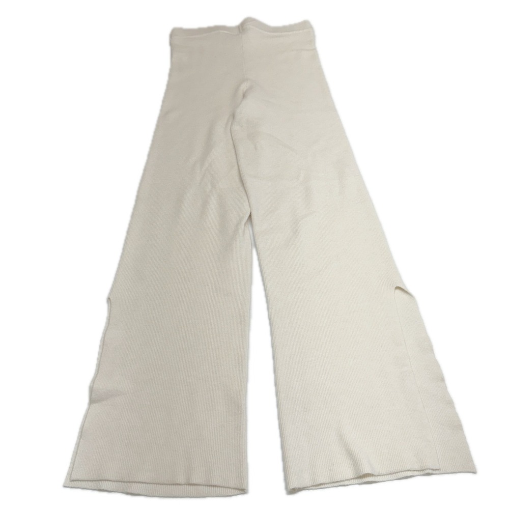525 Pants Womens XS Cream Ribbed Knit Flare Minimalist Loungewear Coquette - Picture 3 of 8